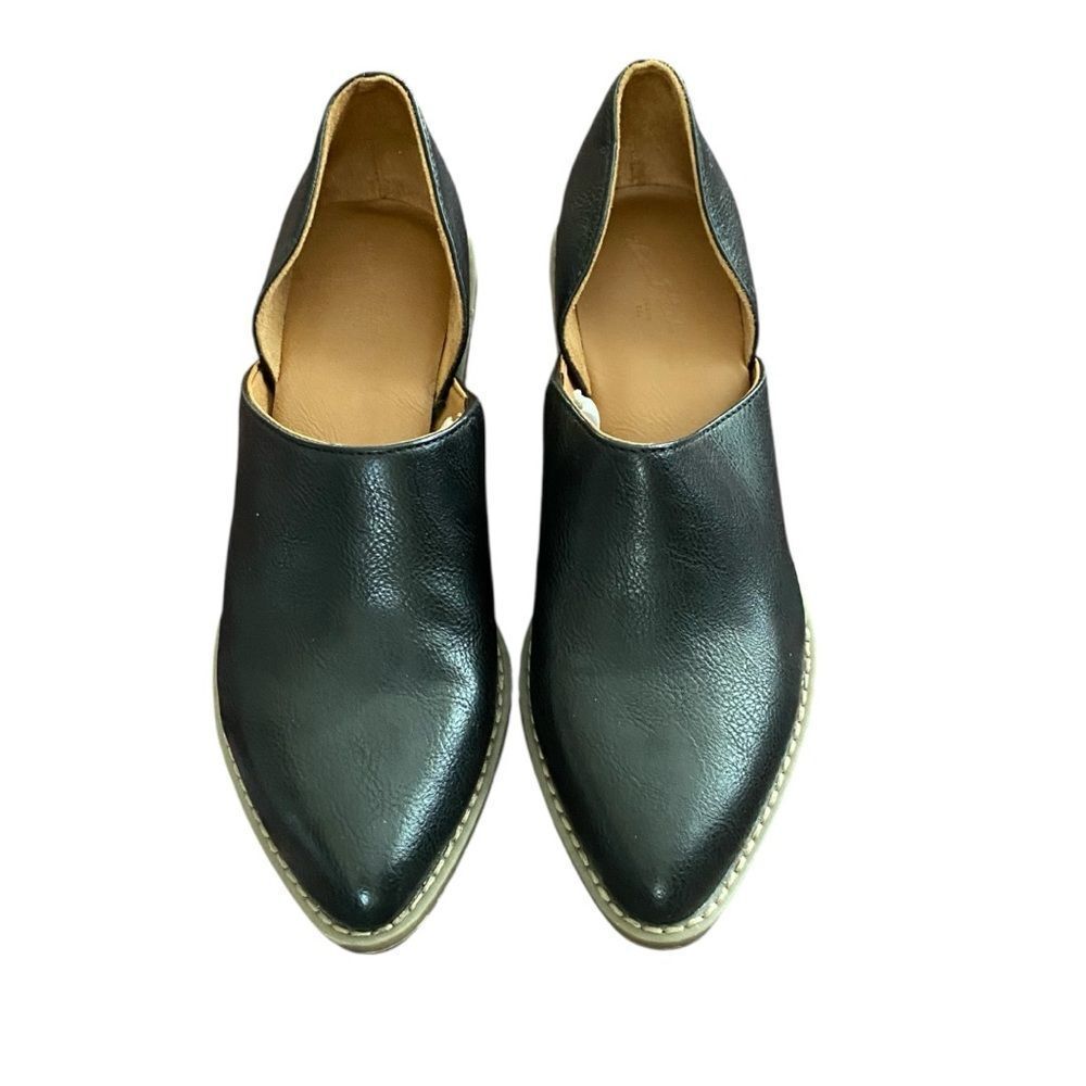Universal Thread Black Faux Leather Block‑Heel Mules – Pointed Toe – Size 7 NWOT